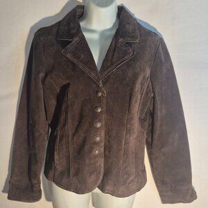 North Style 100% Leather jacket, lined, metal buttons, in size Large